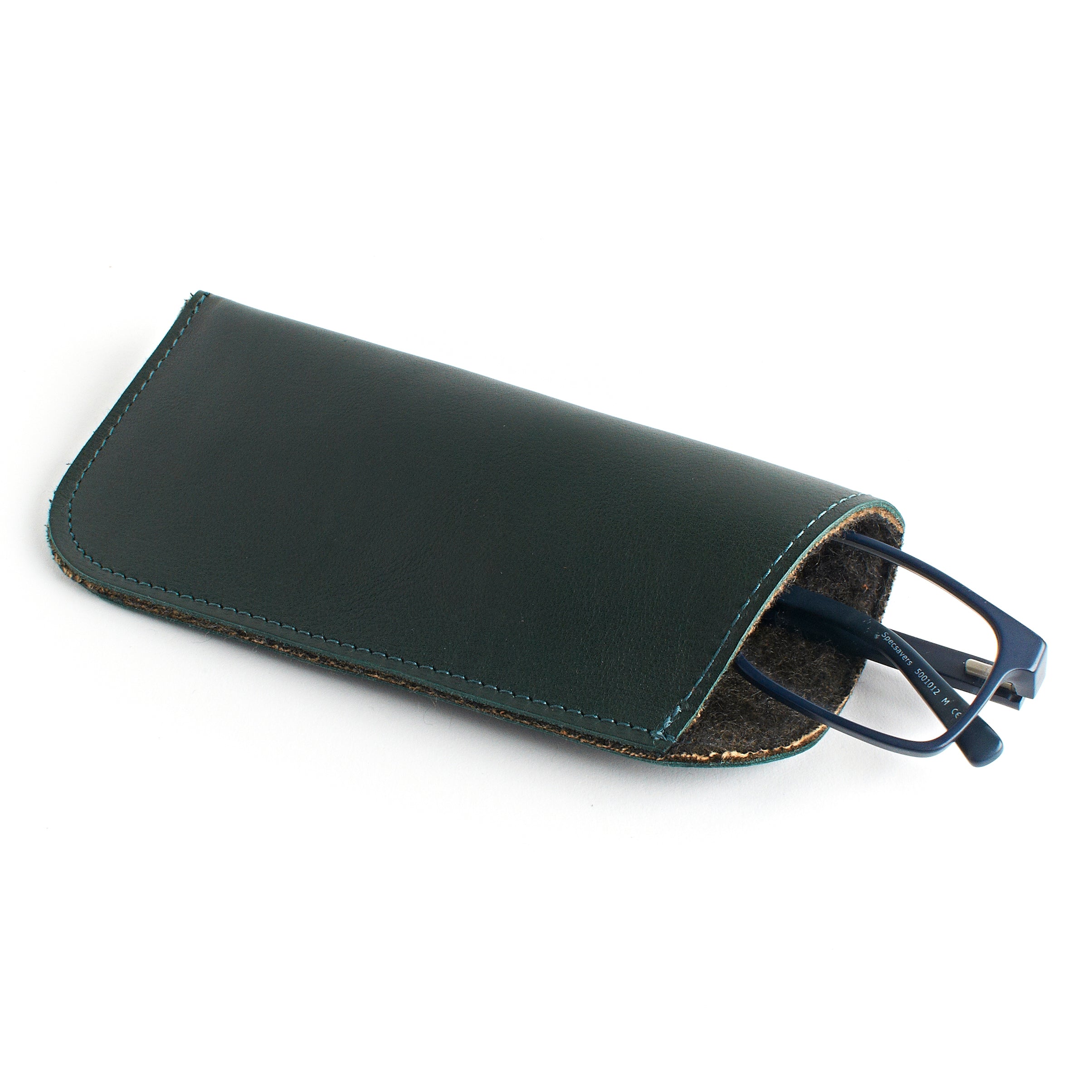 Green Leather Glasses Case 