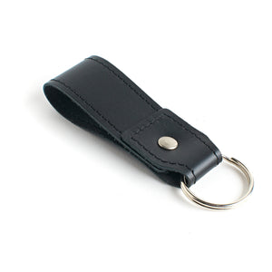 Smooth Black Leather Keyring